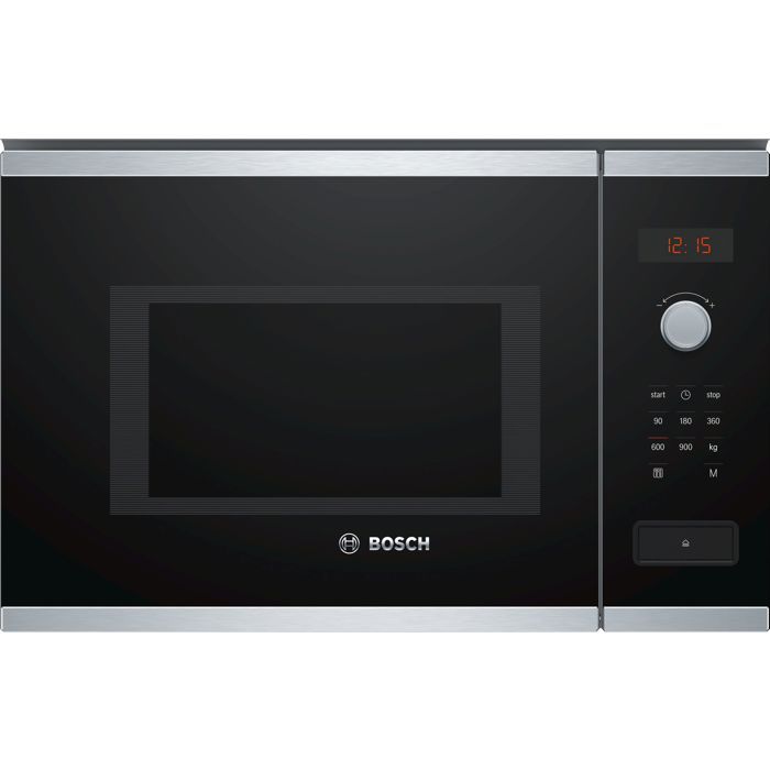 Micro-onde 38 cm - BOSCH Série 4 BFL553MS0 - Inox - H38,2 x L59,4 x P38,8 cm - 900 W - Cleaning Assistance - Display rouge