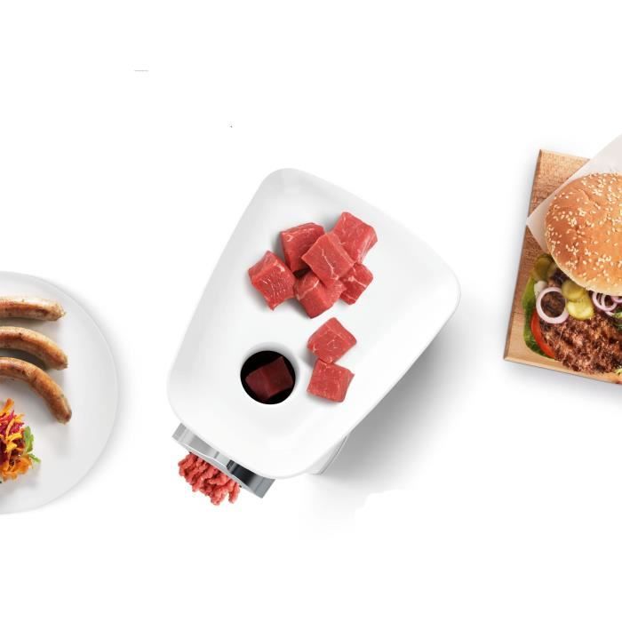 Hachoir a viande - BOSCH - MFW2510W - 2 grilles - Garnisseur de saucisses - Blanc