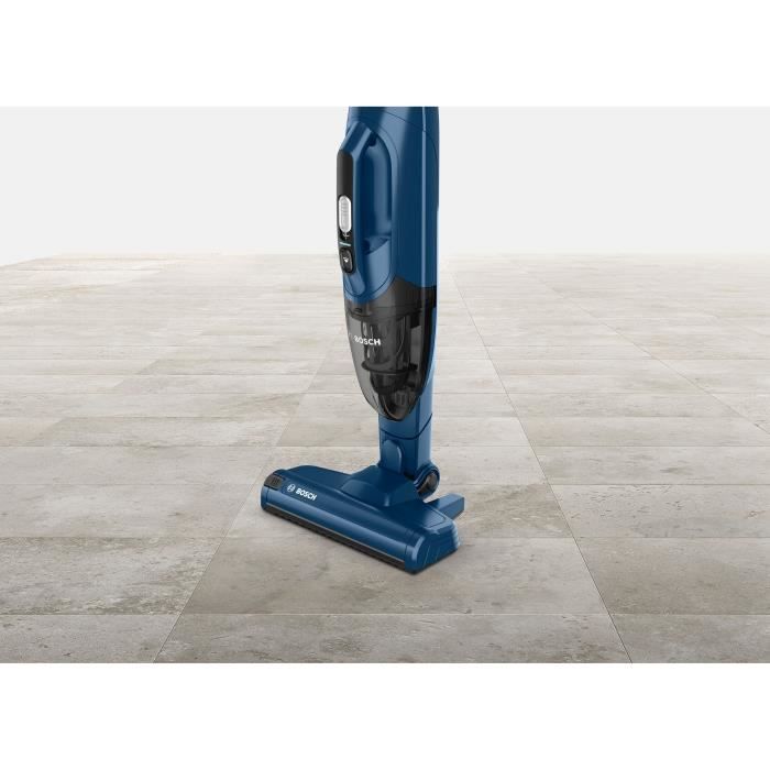 BOSCH BCHF216S - Aspirateur balai sans fil 2en1 - Autonomie 40min - CapacitÈ du bac : 0,4L - 2 vitesses - Bleu foncÈ