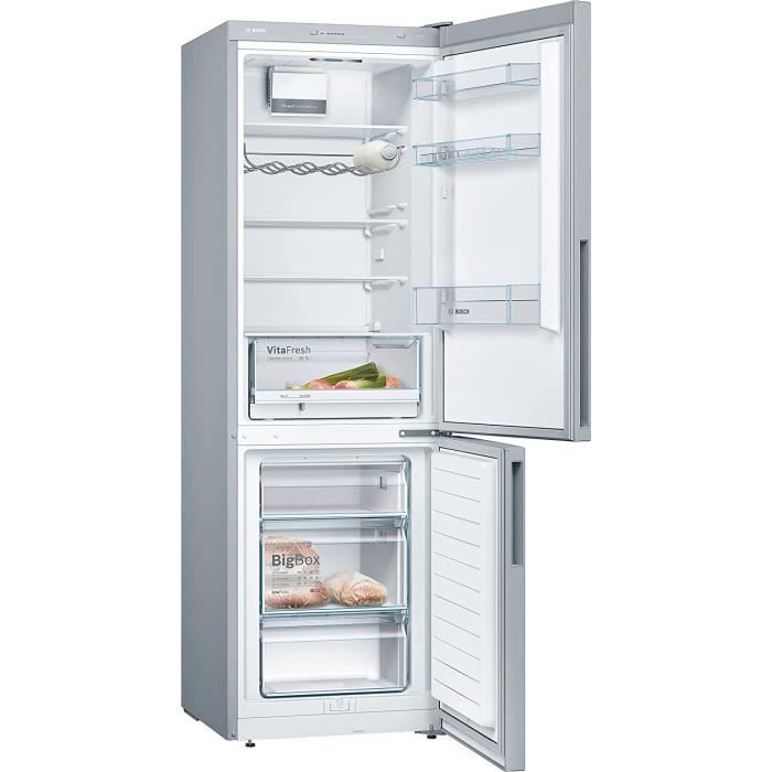 BOSCH KGV36VLEAS - RÈfrigÈrateur congÈlateur bas-307 L (213+94 L)-Froid brassÈ - L 60 x H 186 cm - Inox