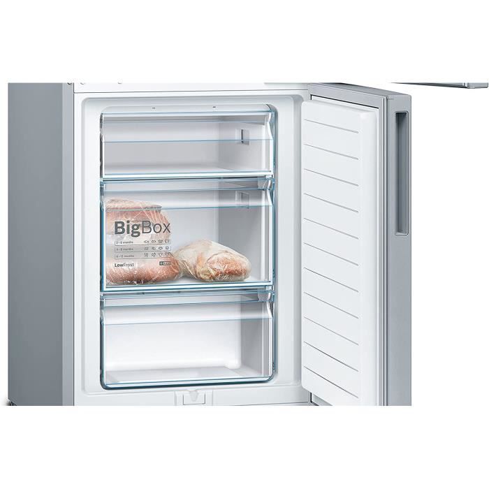 BOSCH KGV36VLEAS - RÈfrigÈrateur congÈlateur bas-307 L (213+94 L)-Froid brassÈ - L 60 x H 186 cm - Inox