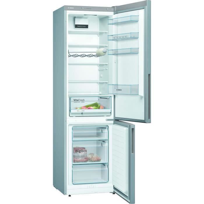 BOSCH KGV39VLEAS - RÈfrigÈrateur congÈlateur bas - 344L (250+94) - Froid brassÈ - L 60cm x H 201cm - Inox