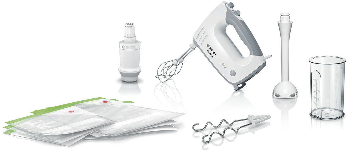 Batteur électrique - BOSCH - MFQ364V0 ErgoMixx - 450 W - 5 vitesses + turbo - Blanc / Gris