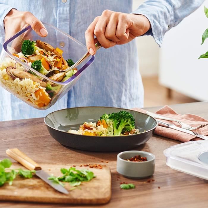 BOSCH - 3 boites de conservation sous vide hermétiques : 0,7L, 1,0L et 1,5L - Bac d'égouttement - Indicateur jour et mois - Tritan