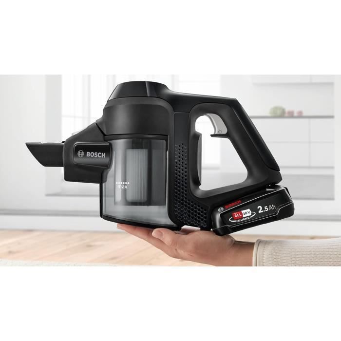 BOSCH BBS611BSC - Aspirateur balai multifonction sans fil - noir - aspirateur a main intégré - 2 vitesses - 30 mn d'autonomie