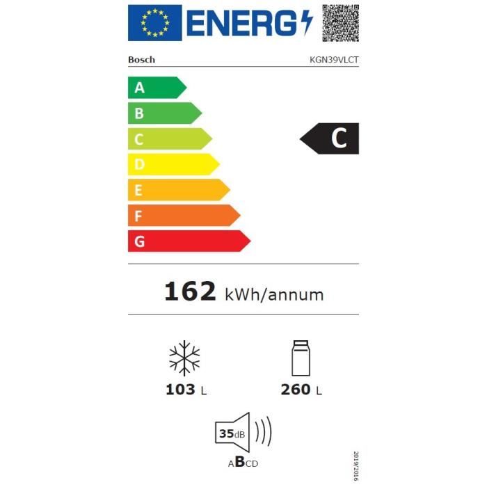 Réfrigérateur congélateur bas KGN39VLCT