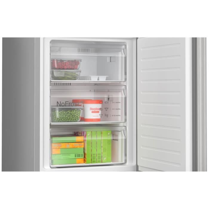 Réfrigérateur combiné - BOSCH - KGN367LDF - Classe D - 321 L - 186 x 60 x 66,50 cm - Inox