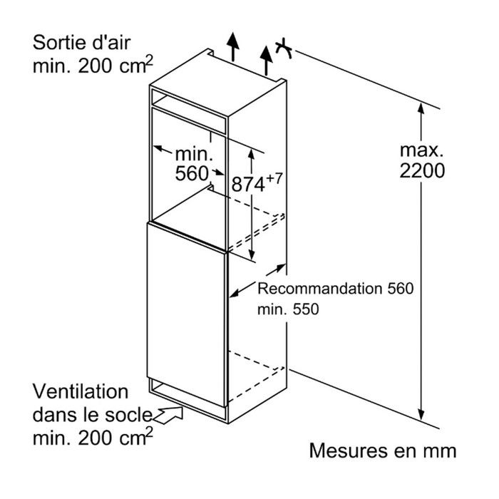 Bosch Réfrigérateur 1 porte intégrable a glissieres 119l - KIL22NSE0