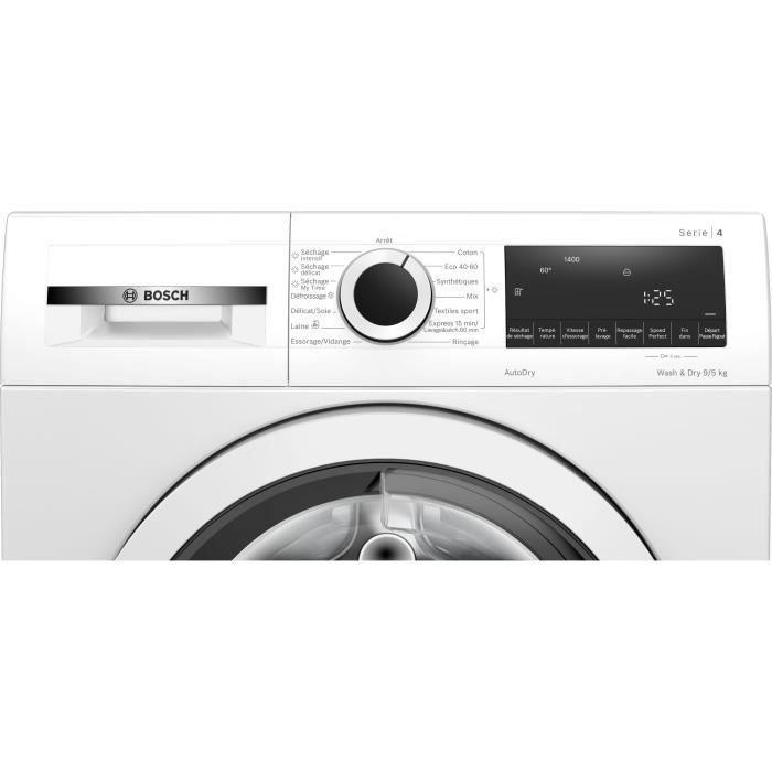 Lave-linge séchant BOSCH WNA144V0FR SER4 - 9 / 5 kg - Induction - L60cm - 1400 trs/min - Blanc