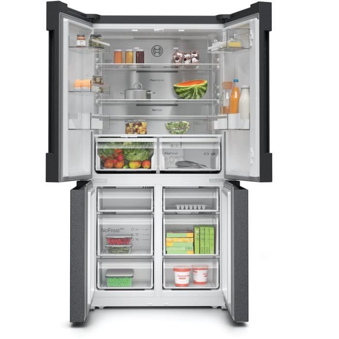Réfrigérateur combiné - BOSCH SER4 - KFN96AXEA - Multi-portes - Classe E - 605 L - 183 x 90,5 x 73,1 cm - Acier brossé
