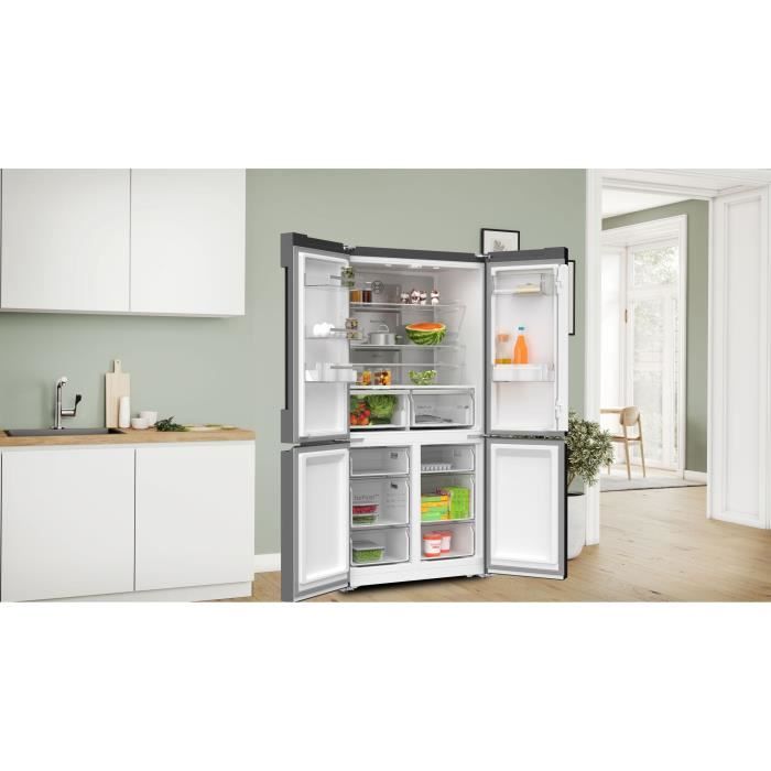 Réfrigérateur combiné - BOSCH SER4 - KFN96AXEA - Multi-portes - Classe E - 605 L - 183 x 90,5 x 73,1 cm - Acier brossé