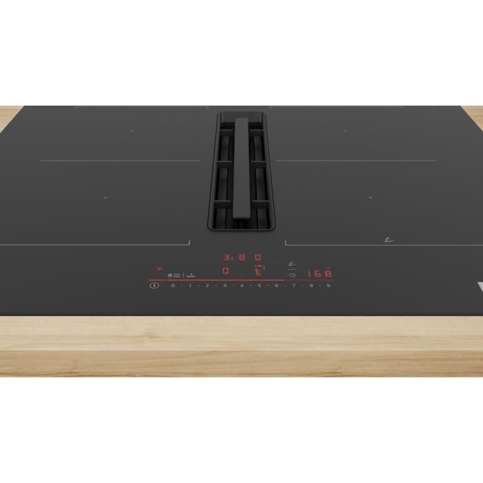 Table induction aspirante - BOSCH SER6 - PVQ711H26E Noir - 4-foyers - Home Connect - L710xP522 mm