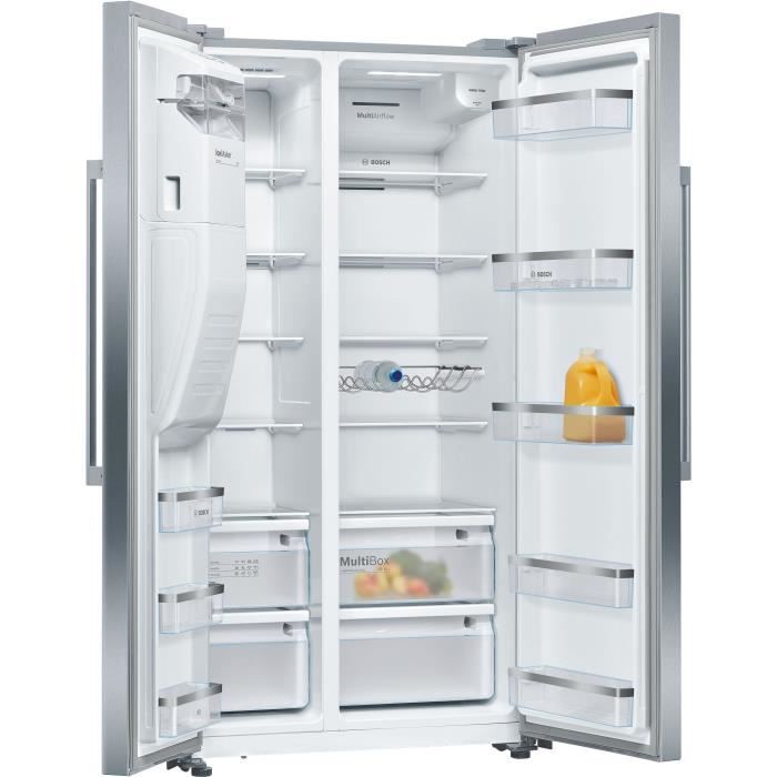 Réfrigérateur américain - BOSCH SER6 - KAD93AIDP - Machine a glaçons - Classe D - 562 L - 178,7 x 90,8 x 70,7 cm - Acier brossé