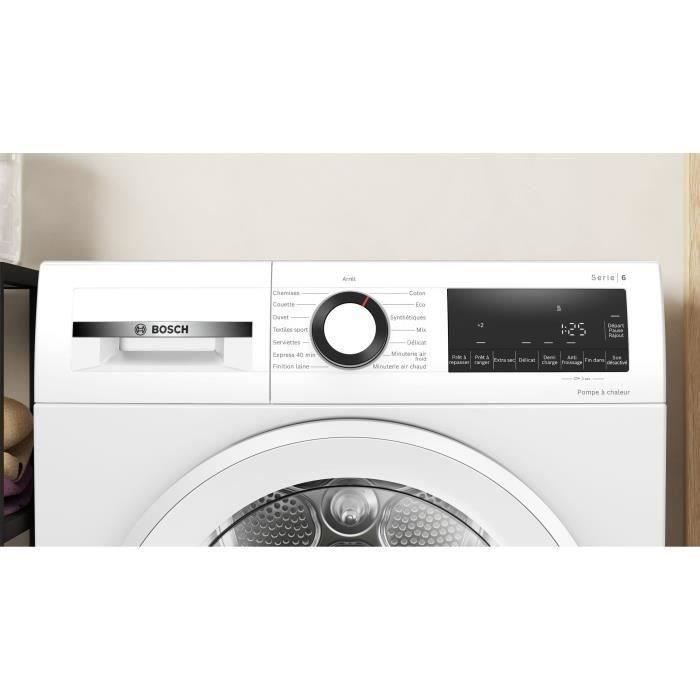Seche-linge pompe a chaleur BOSCH WQG1420DFR SER6 - 9 kg - Induction - L60cm - Blanc
