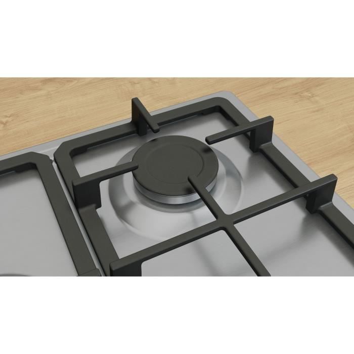 Table de cuisson a gaz - BOSCH Série 4 - 5 foyers - 52 x 75 x 4,5 cm - PGQ7B5K90 - Inox