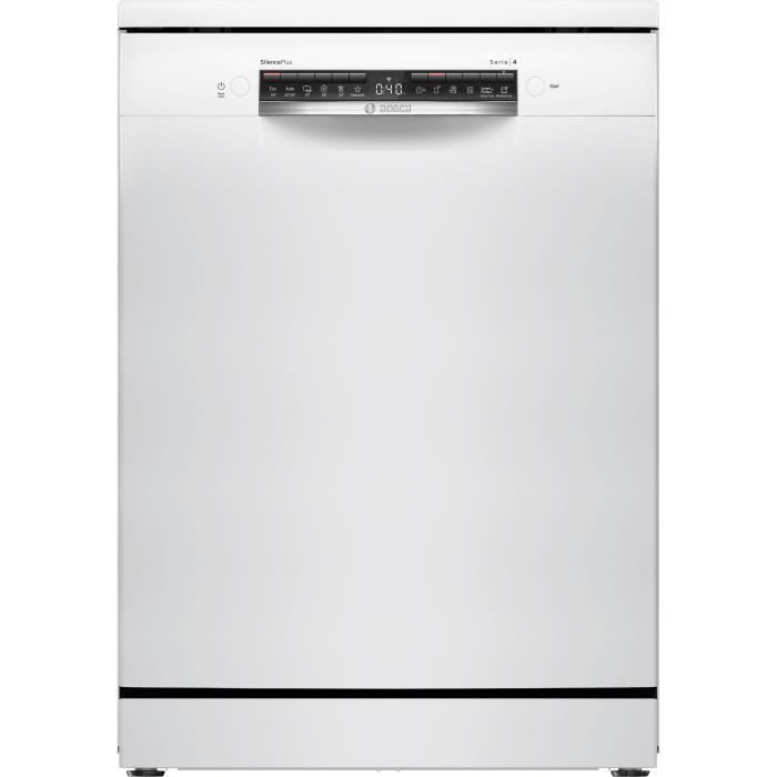 Lave-vaisselle pose libre BOSCH SMS4EMW01F SER4 - 14 couverts - Induction - L60cm - 42 dB - tiroir a couverts - Blanc