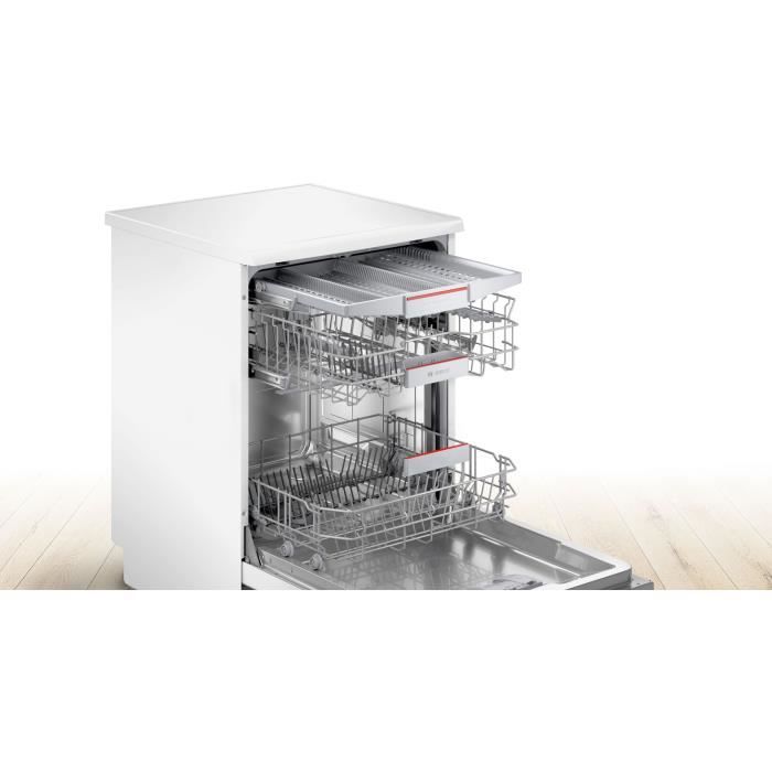 Lave-vaisselle pose libre BOSCH SMS4EMW01F SER4 - 14 couverts - Induction - L60cm - 42 dB - tiroir a couverts - Blanc