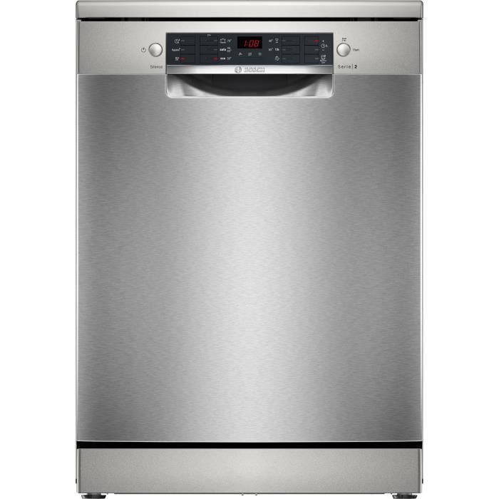 Lave-vaisselle pose libre BOSCH SMS26AI01F SER2 - 12 couverts - Induction - L60cm - 48 dB - Acier brossé anti-traces