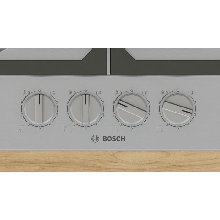Table de cuisson a gaz - BOSCH Série 6 - 4 foyers - 52 x 58,2 x 4,5 cm - PCP6A5I90 - Inox