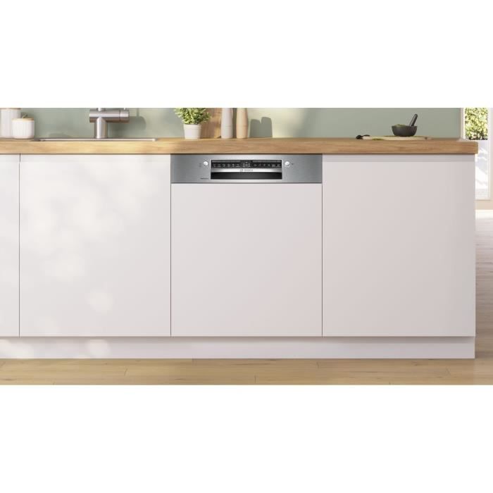 Lave-vaisselle semi-encastrable BOSCH SMI6ZCS10E SER6 - 14 couverts - Induction - L60cm - 40 dB - Classe B - tiroir - Acier Brossé