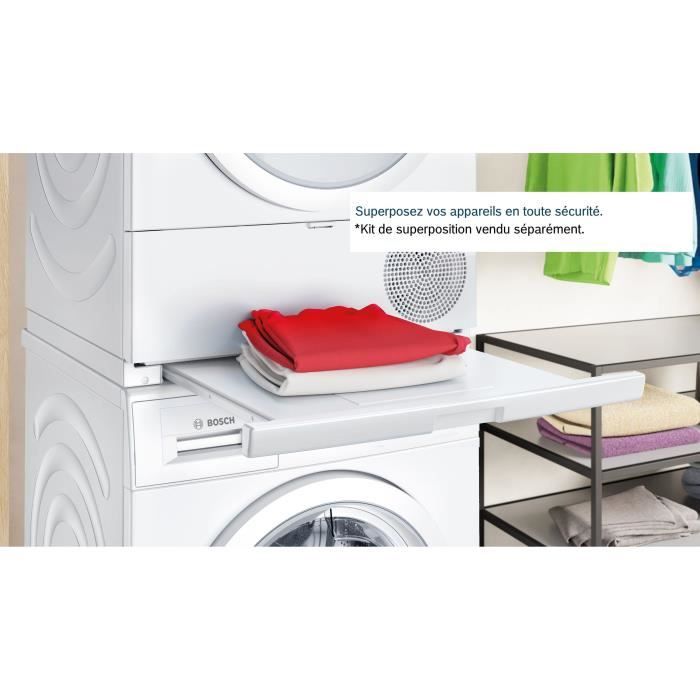 Seche-linge pompe a chaleur BOSCH WQG133DTFR SER6 - 8 kg - Induction - L60cm - Classe C - Blanc