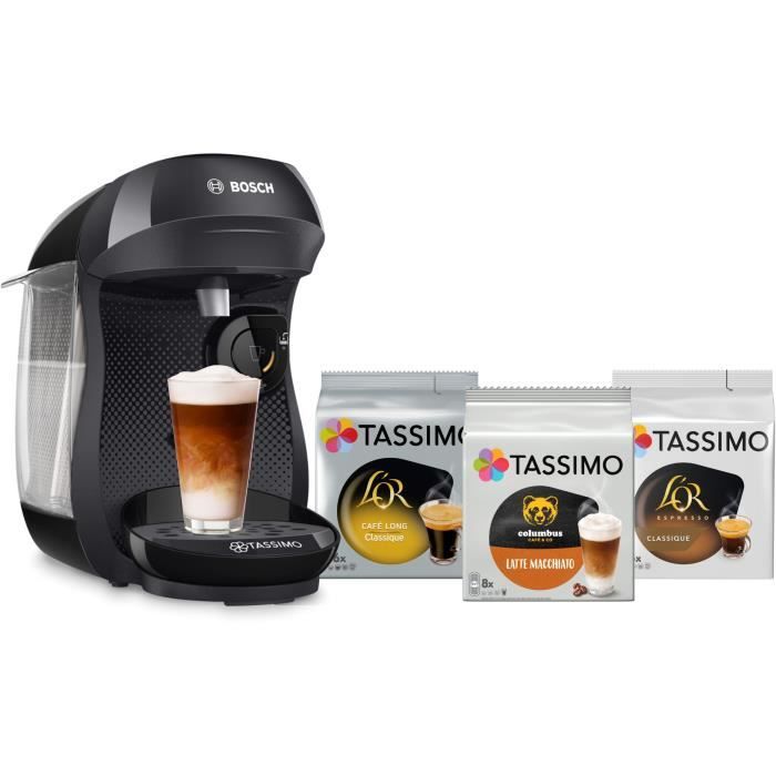 Machine a café Tassimo Happy noir + 3 packs de T- Discs - BOSCH - TAS102EC3