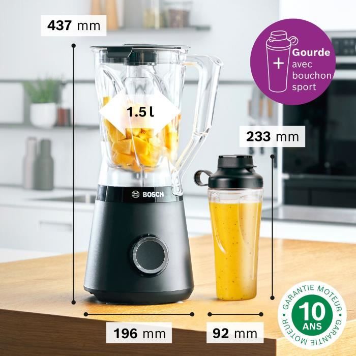 Blender VitaPower - BOSCH - MMB614GO - 1200 W - 30.000 trs/mn - 2 vitesses + Turbo - Bol 2 L - noir