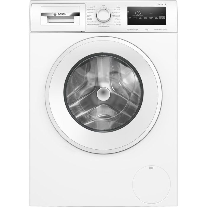 Lave-linge hublot BOSCH WAN2827UFR SER4 - 8 kg - Induction - L60cm - 1400 trs/min - Classe A - Vapeur - Blanc
