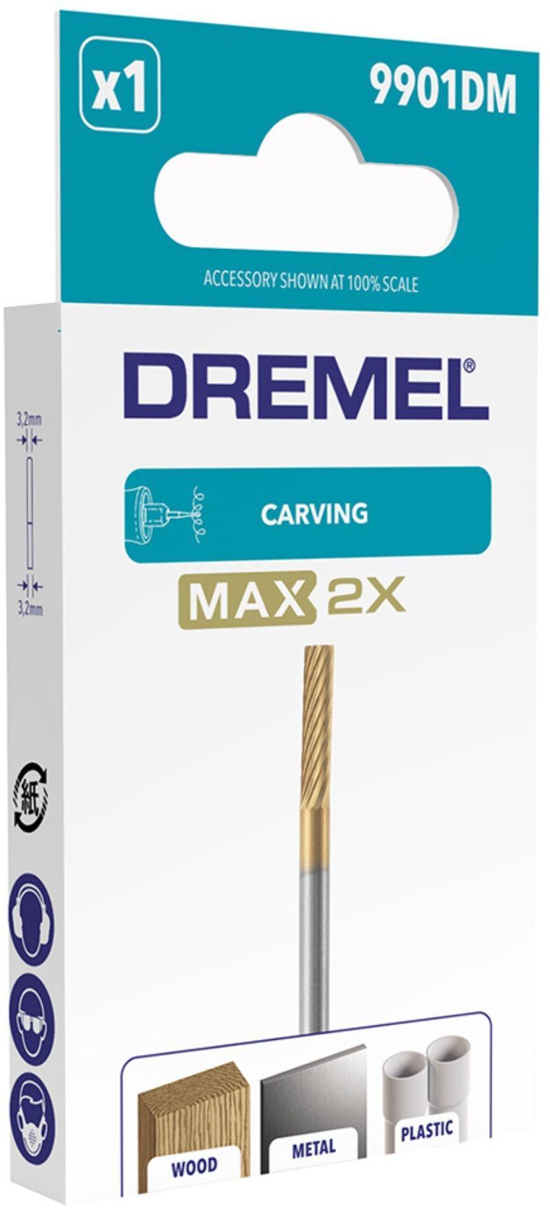 Fraise en carbure de tungstene Dremel Max 9901 - ø3,2mm cylindre