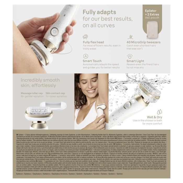 Épilateur - BRAUN - Silk-épil 9-011 3D - Sans fil - 2 modes - Blanc