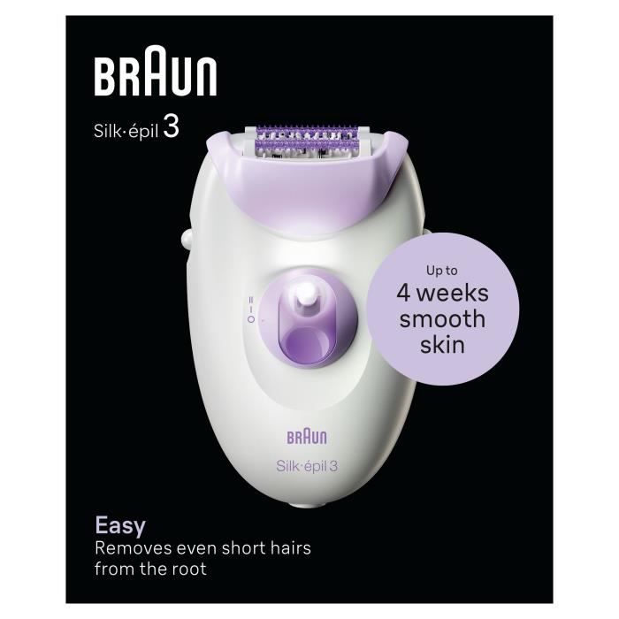 Épilateur électrique filaire - BRAUN - SILK EPIL 3-000 - 2 vitesses - Violet