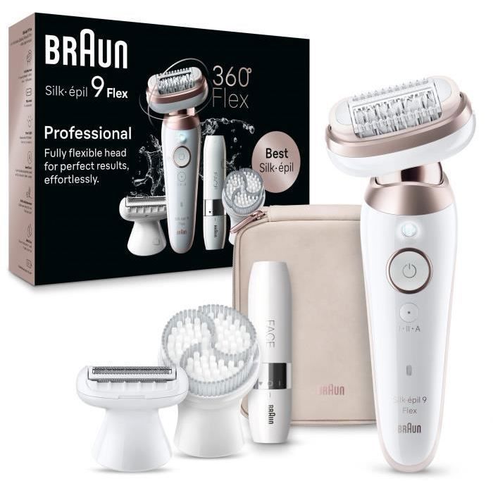 Épilateur électrique - BRAUN - SILK EPIL 9 Flex - 2 vitesses - Sans fil - 50 min
