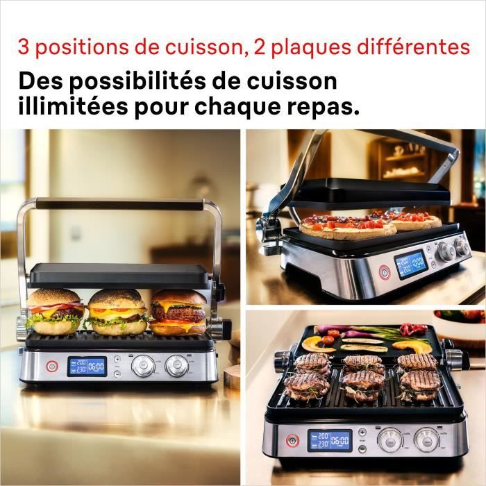 Grill multifonctions - BRAUN - Multi Grill 9 - 2000 W - 3 positions de chauffe - Noir / Acier