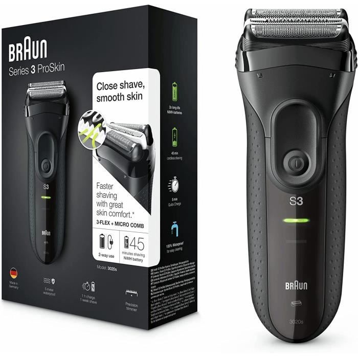 Rasoir Èlectrique BRAUN Series 3 ProSkin 3020s - sans fil - 45 mn -