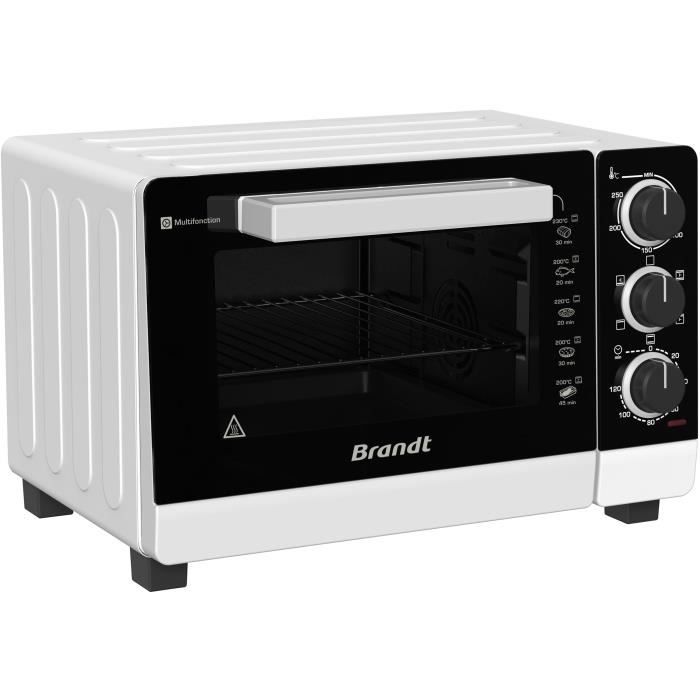 Four Compact BRANDT FC265MWST - 26L - Multifonctions - Thermostat réglable jusqu'a 250°C - Blanc et noir