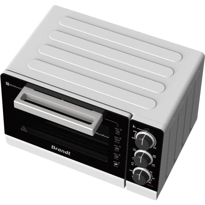 Four Compact BRANDT FC265MWST - 26L - Multifonctions - Thermostat réglable jusqu'a 250°C - Blanc et noir