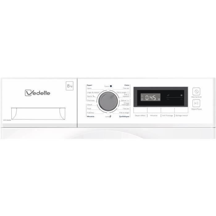 Seche-linge pompe a chaleur VEDETTE VSF318HW - 8 kg - L60cm - Blanc