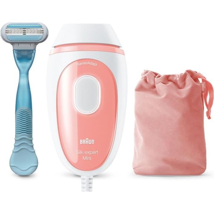 Braun Silk∑expert Mini PL1014, …pilateur a Lumiere PulsÈe, …pilation Semi-DÈfinitive, Blanc/Rose, Avec Pochette De Voyage