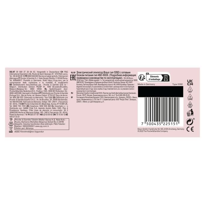 Épilateur électrique - BRAUN - SILK EPIL 7 SE 7-000 - 2 vitesses - Sans fil - 40 min - Blanc / Rose