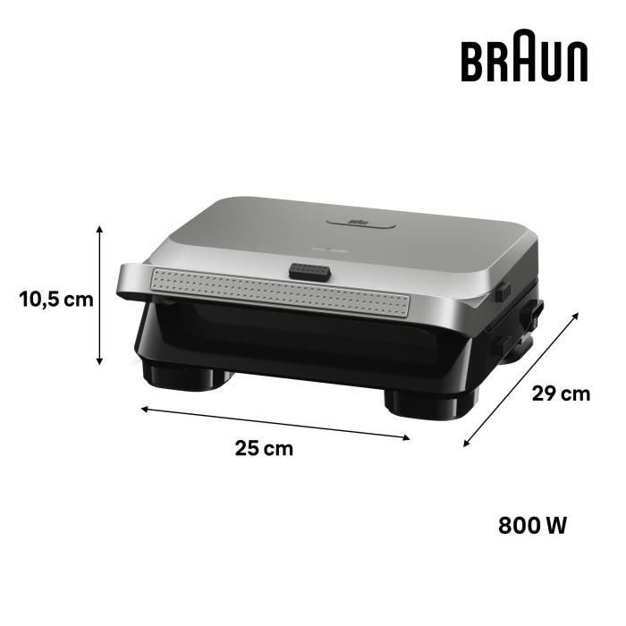 Grill - BRAUN - Sandwich Maker 5 SM5005 - 800 W - Inox / Noir