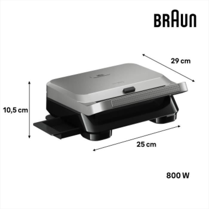 Grill - BRAUN - Sandwich Maker 5 SM5006 - 800 W - Inox / Noir
