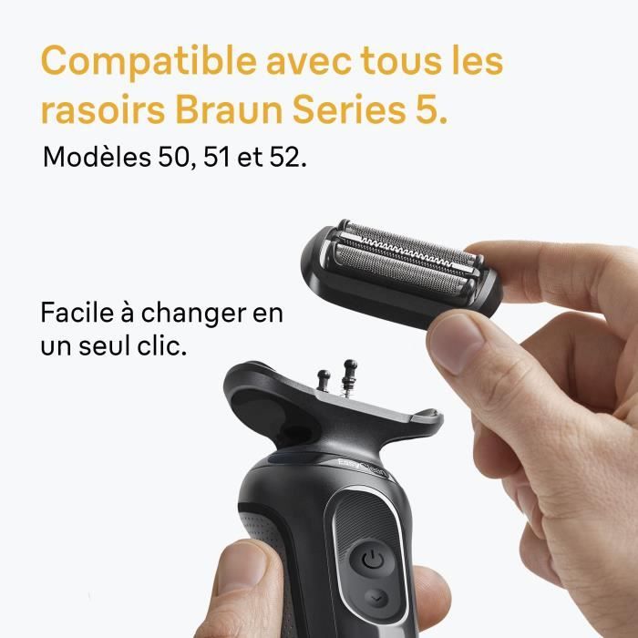 Tete de rasoir BRAUN Series 5 & 6 - 3 lames flexibles - 100 % fabriqué en Allemagne