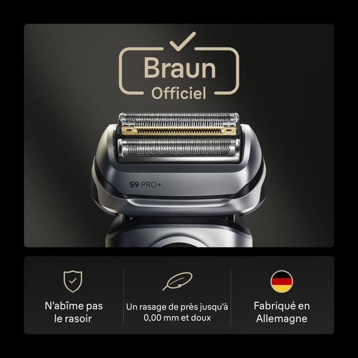 Tete de rasoir BRAUN Series 9 + - 4 éléments de coupe + tondeuse de précision - 100 % fabriqué en Allemagne