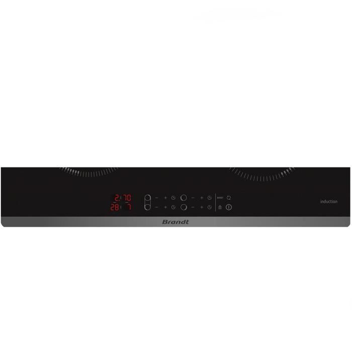Table de cuisson induction BRANDT - 4 zones - L 58 x P51 cm - 3600 W - Revetement verre - Noir - CPI6400B