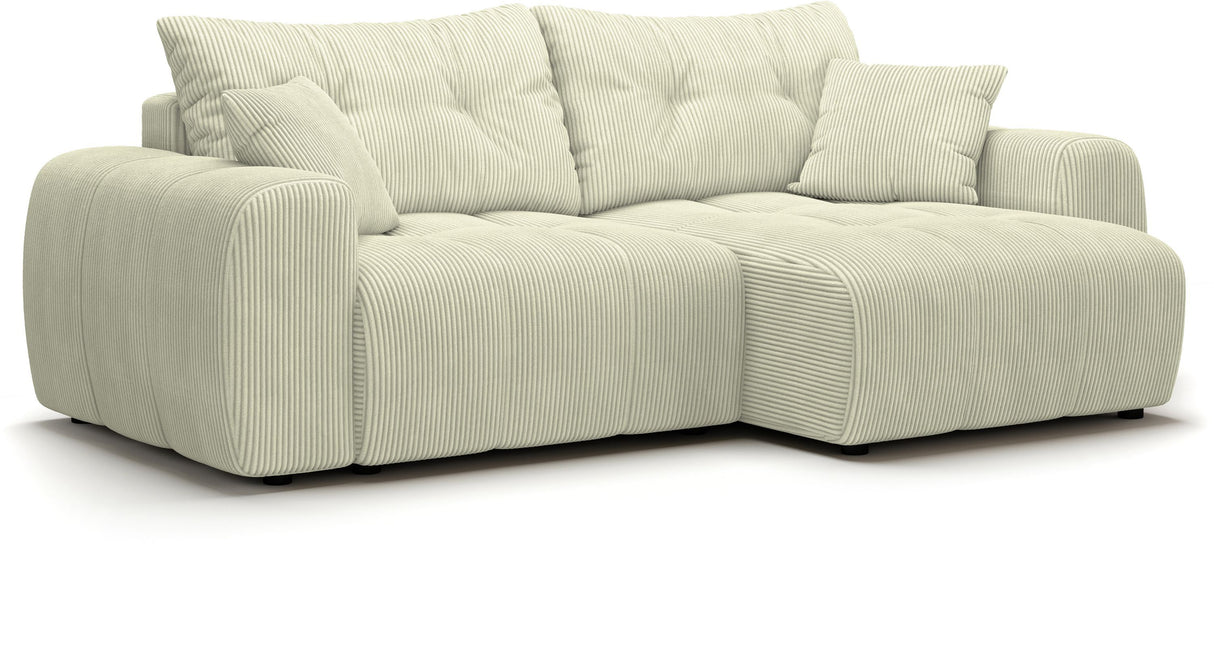 Canapé d'angle convertible - 4 places - BRANDON - Tissu Creme - 242 x 144 x 86 cm
