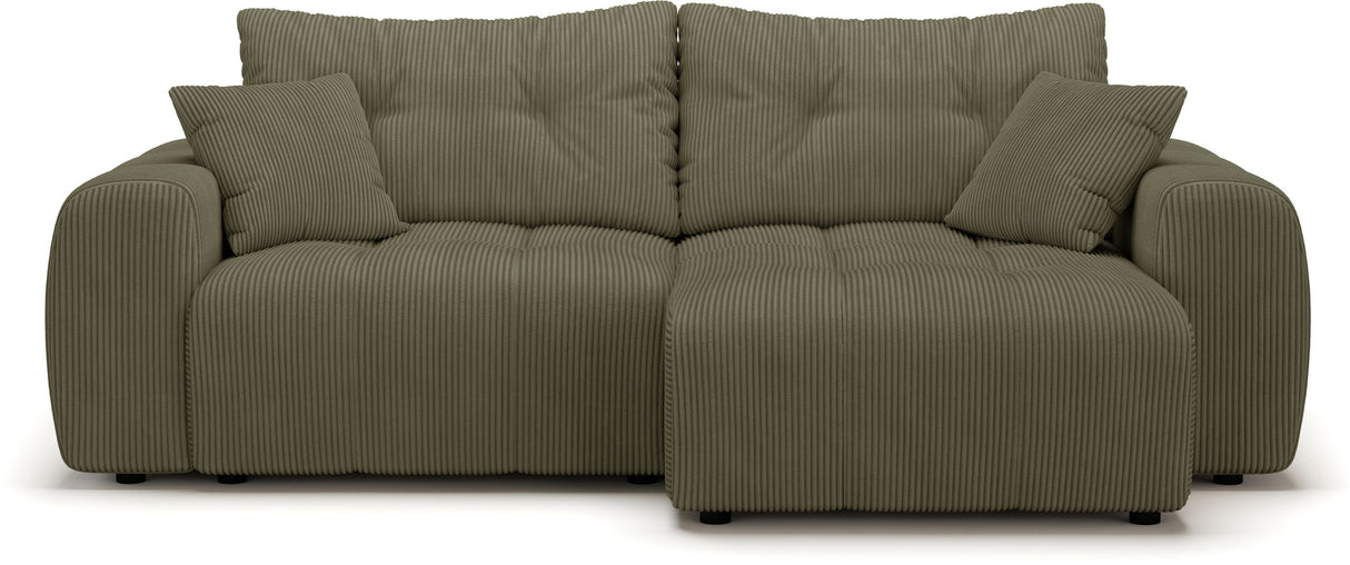 Canapé d'angle convertible - 4 places - BRANDON - Tissu Vert - 242 x 144 x 86 cm