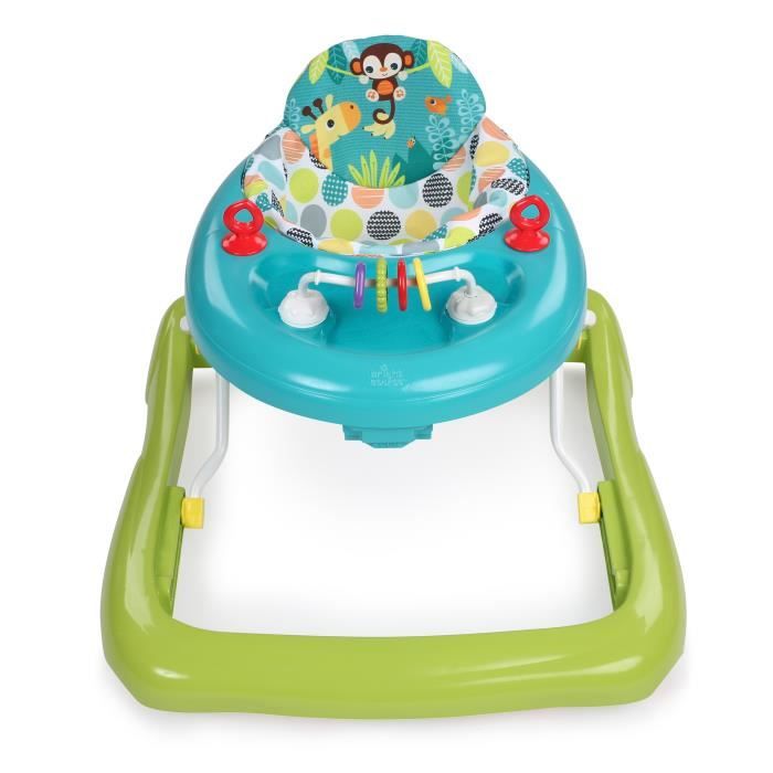 BRIGHT STARTS Trotteur bébé pliable- Safari- Jouets interactifs, Hauteur Réglable, Cadeau Noel bébé 6M+