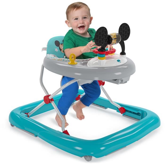 DISNEY BABY - MICKEY - Trotteur bébé évolutif et pliable 2-en-1 Jouet d'éveil amovible intégré, cadeau bébé