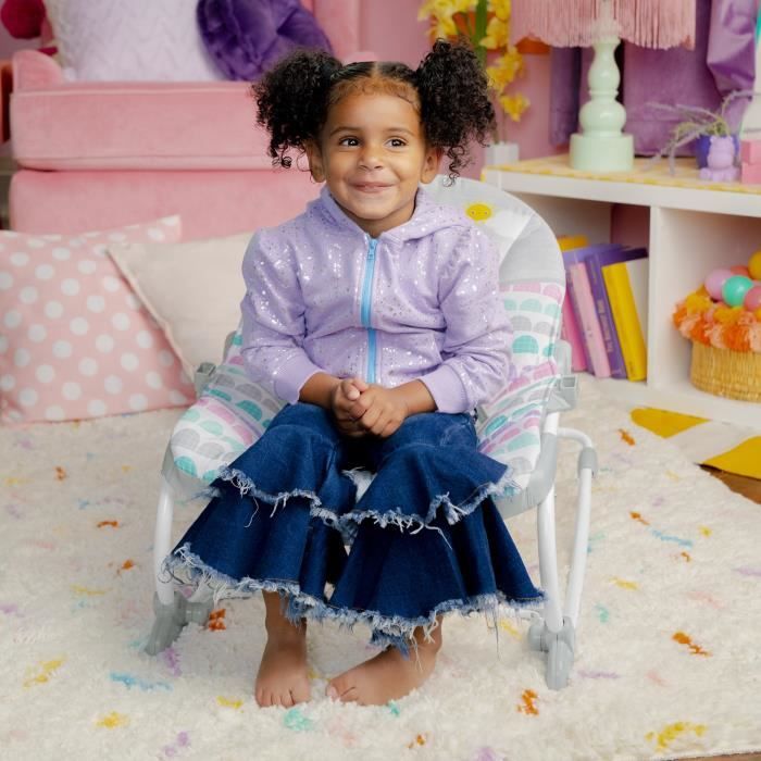 BRIGHT STARTS Transat bébé évolutif Arc-en-Ciel, rose, Vibrations apaisantes, 2 positions d'inclinaison, jusqu'a 30 mois