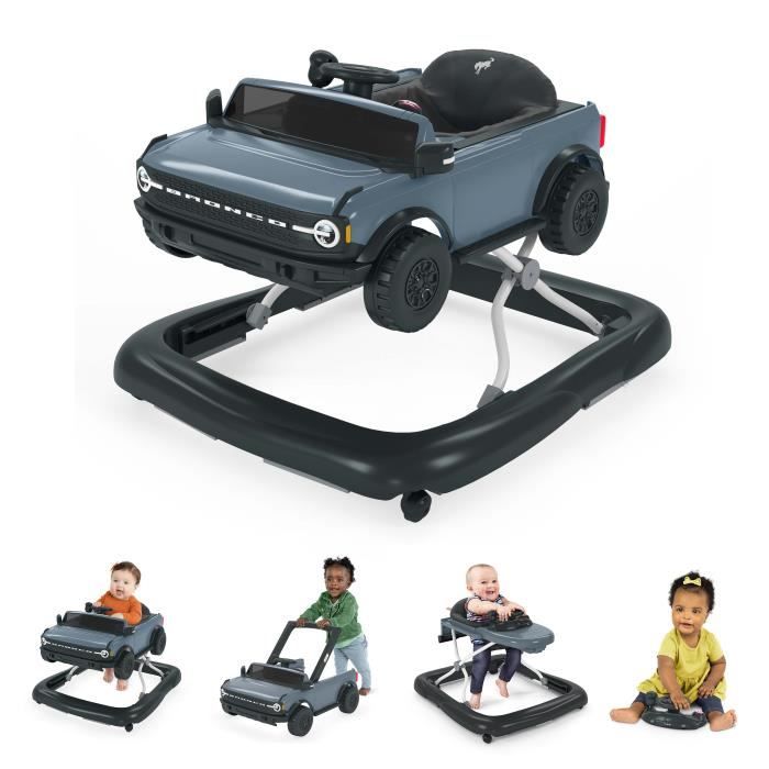 BRIGHT STARTS Trotteur et pousseur Voiture Ford Bronco 4-en-1, jouet de volant interactif et amovible, cadeau bébé 6M+